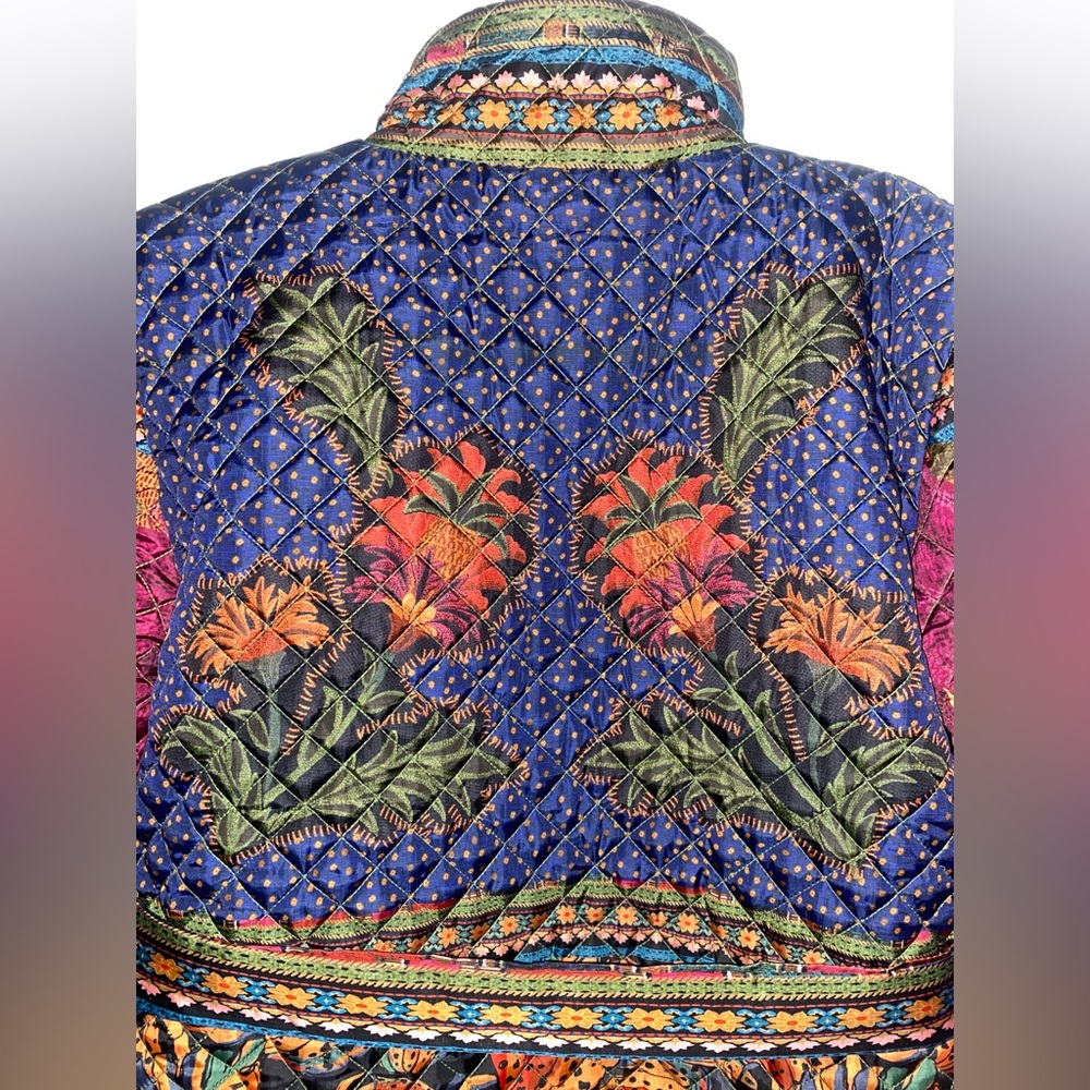 NWT Farm Rio Patchwork Midi Puffer Jacket Parrot Size Small - Picture 6 of 12